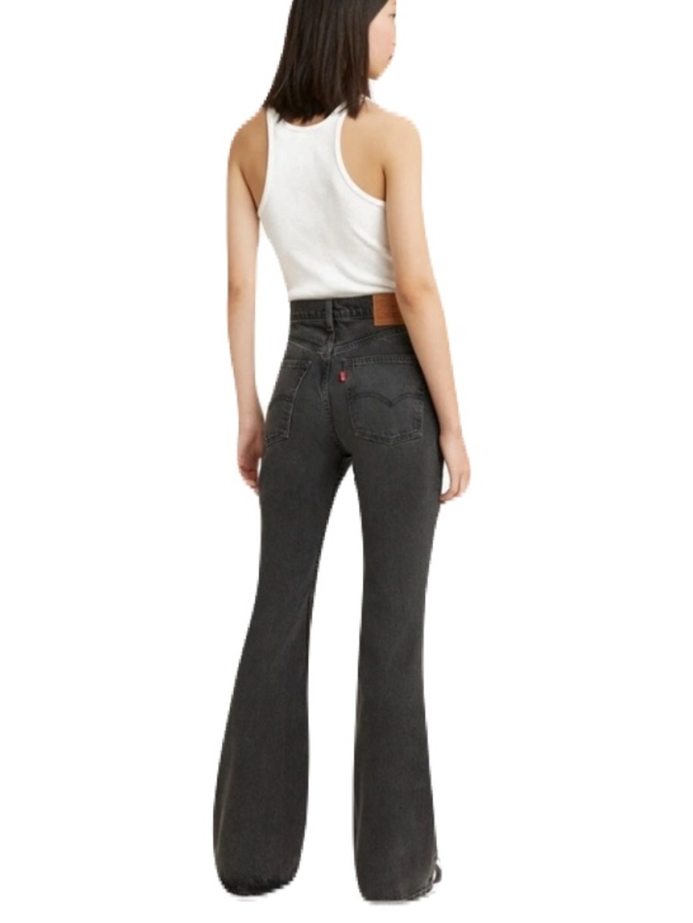 Levi's Premium 70's High Flare Wide Leg Denim Jean Washed Black Size 26